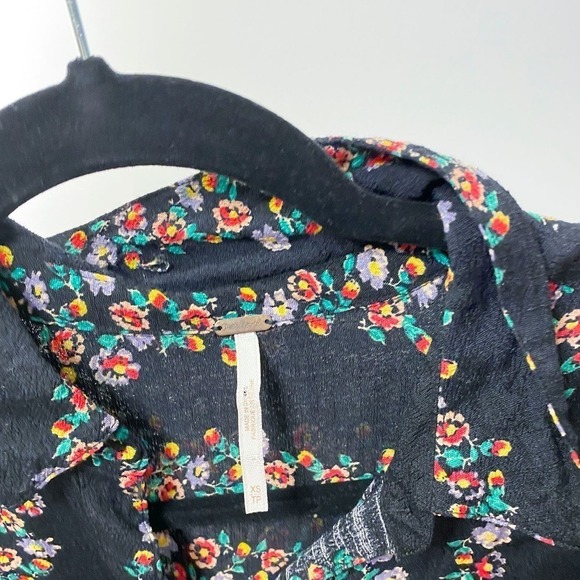 Free People Floral Black long sleeve button down dress XS - Picture 5 of 11